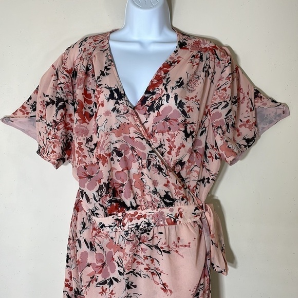 NWT. Standards & Practices 1X Wrap Hi-Low Garden Floral Maxi Chiffon Dress. - Picture 7 of 15